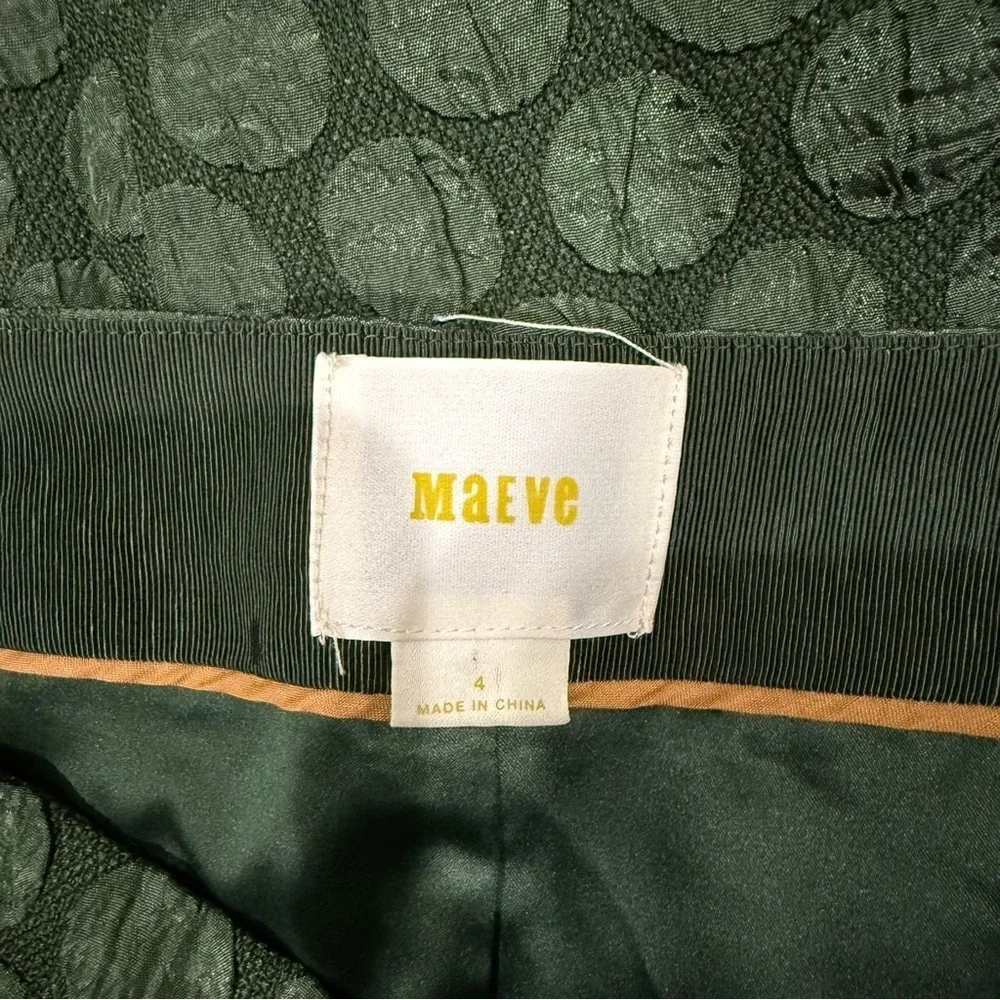 Anthropologie Maeve Green Textured Polka Dot Pencil Skirt